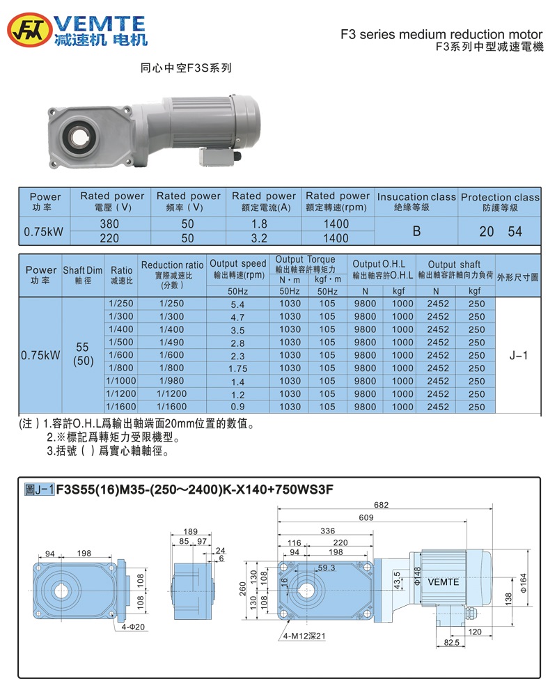 標準型大速比帶電機0.75KW-空心軸 標準型大速比帶電機0.75KW-空心軸