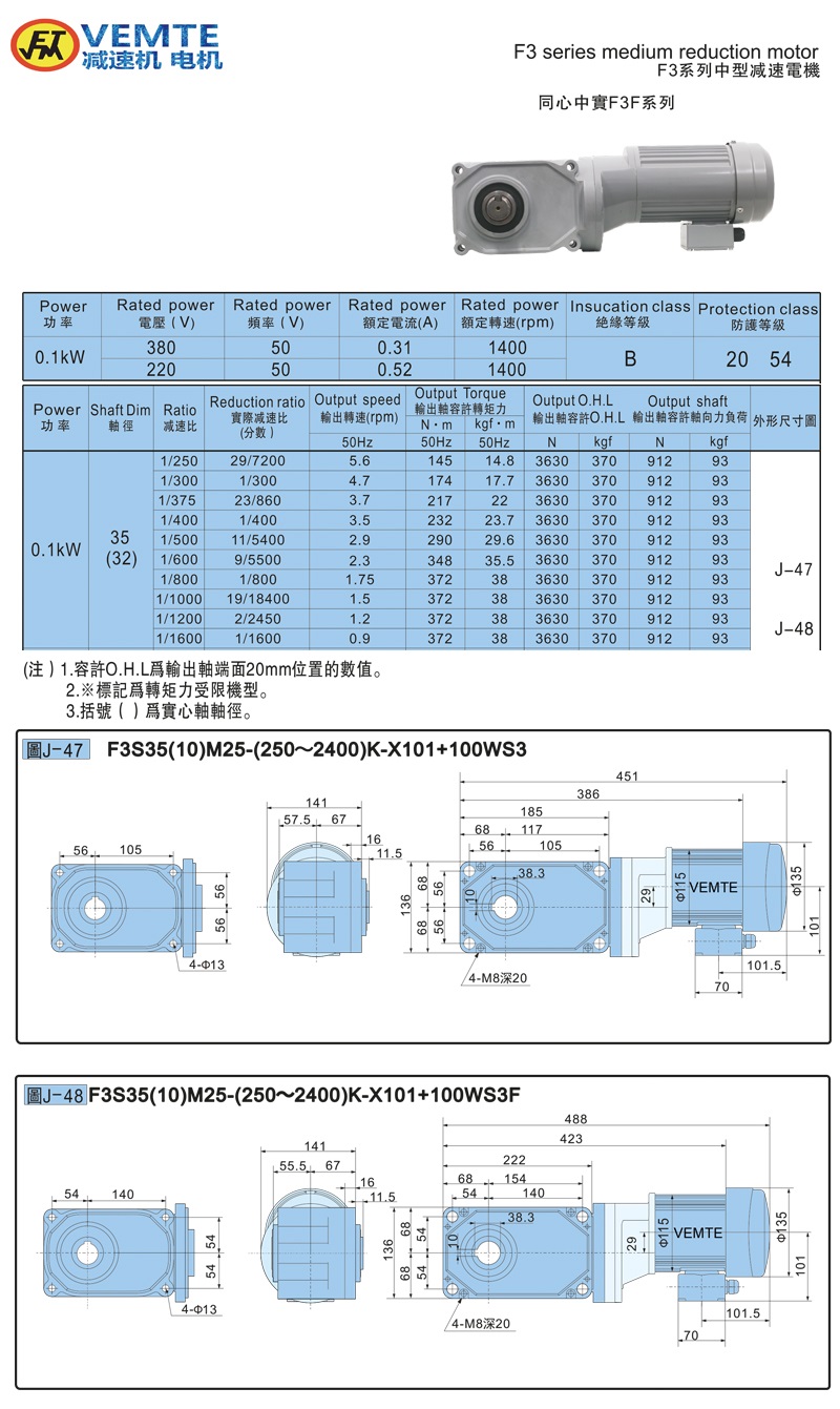 標準型大速比帶電機0.1KW-實心軸 標準型大速比帶電機0.1KW-實心軸