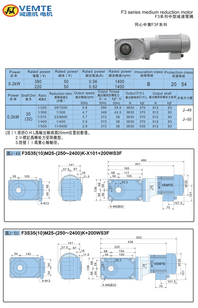 標準型大速比帶電機0.2KW-實心軸 標準型大速比帶電機0.2KW-實心軸