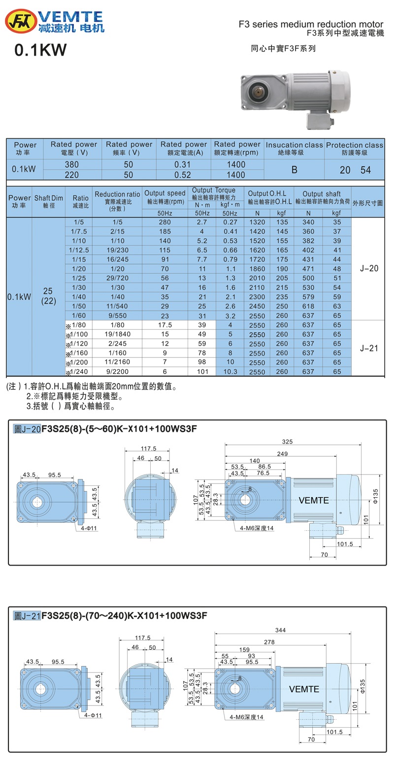 標準型帶電機0.1KW-實心軸 標準型帶電機0.1KW-實心軸
